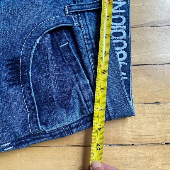 Vintage Akademiks Men's Blue Jeans Patchwork Embroidered Jeans size 36 Y2K - Picture 7 of 9